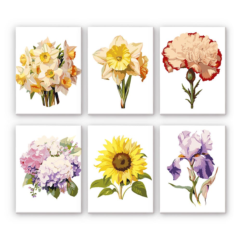 Fresh Meadow Florals Mini Paint by Numbers Kit (6 Pieces) – Tinta