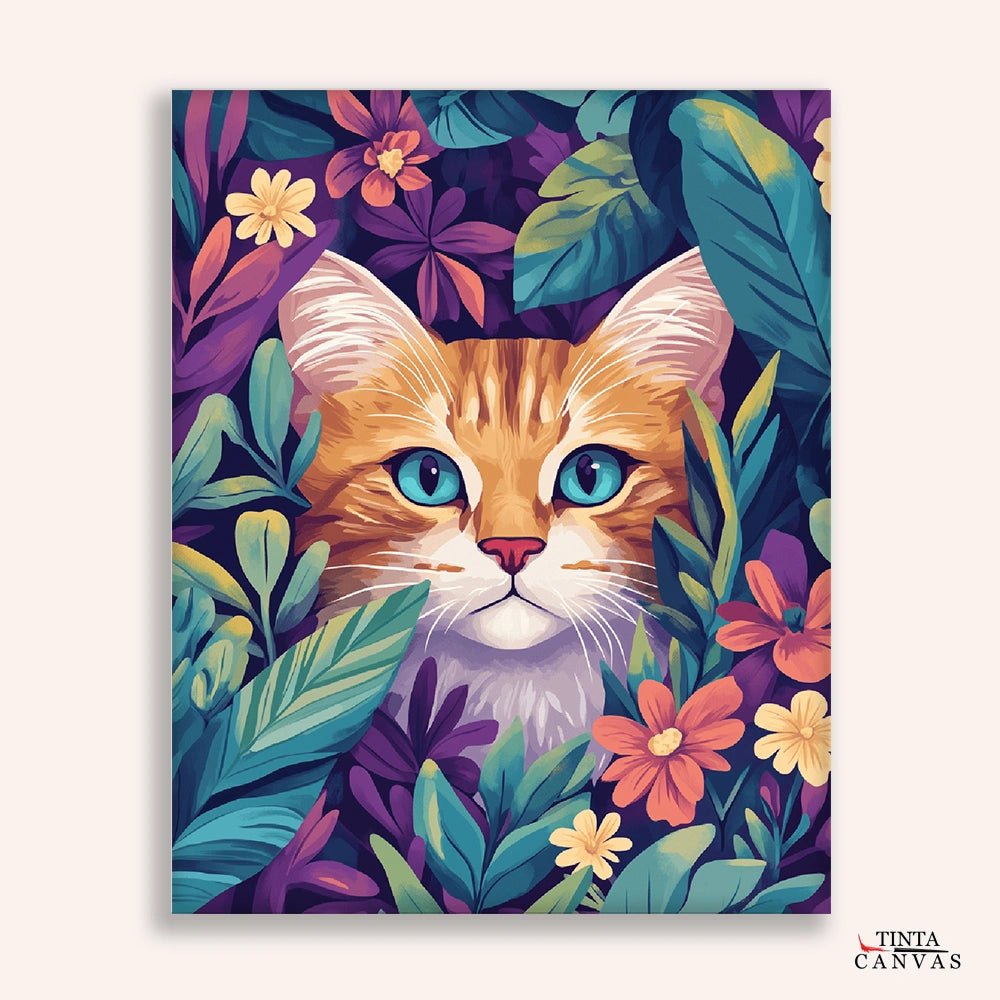 Gatito escondido - Kit de pintura por números – Tinta Canvas, image size:1000x1000