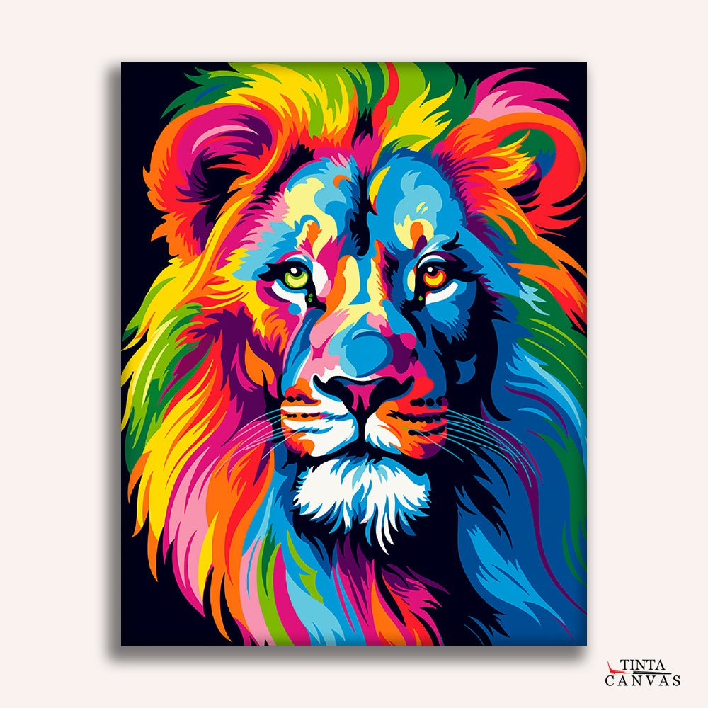 León vibrante - Kit de pintura por números – Tinta Canvas, image size:1000x1000