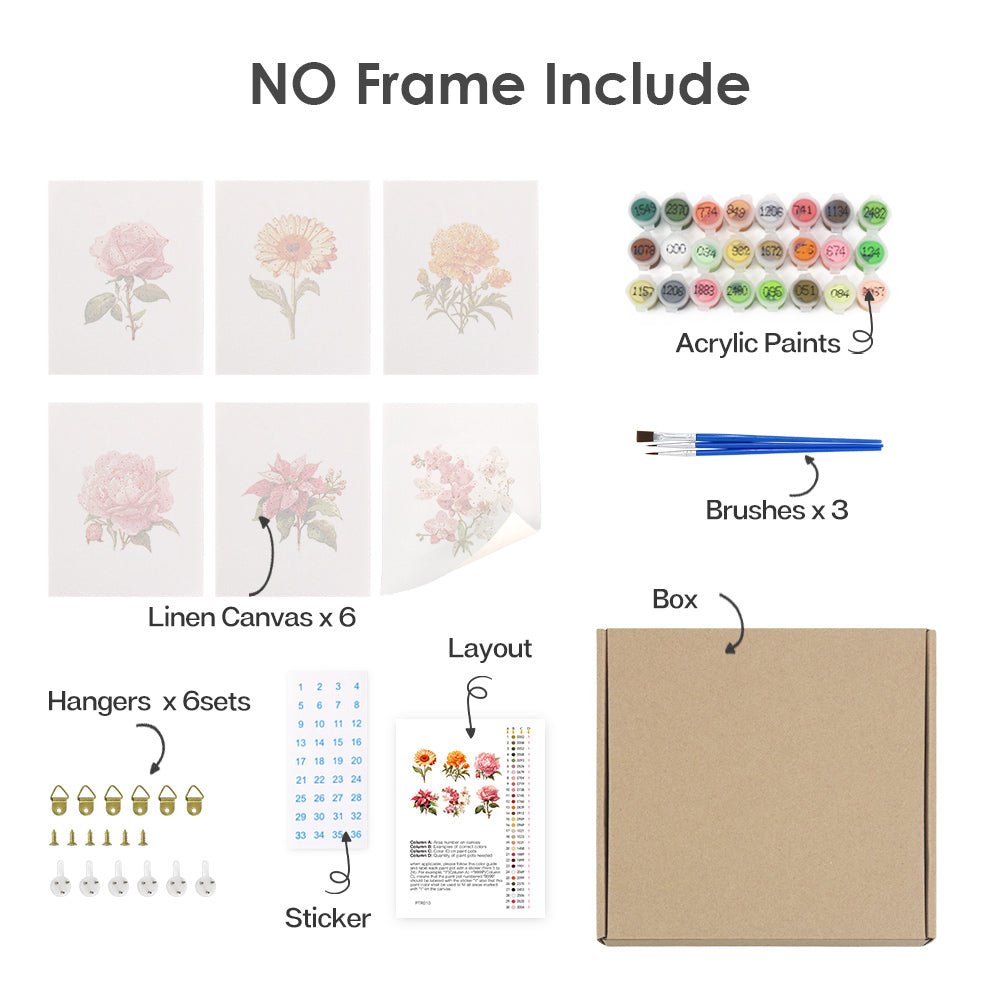 Timeless Garden Blooms - Mini Paint by Numbers Kit (6 Pieces)