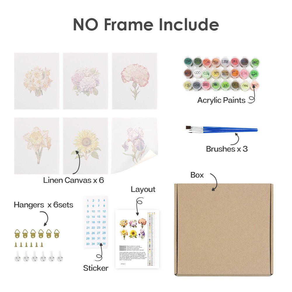 Fresh Meadow Florals - Mini Paint by Numbers Kit (6 Pieces)