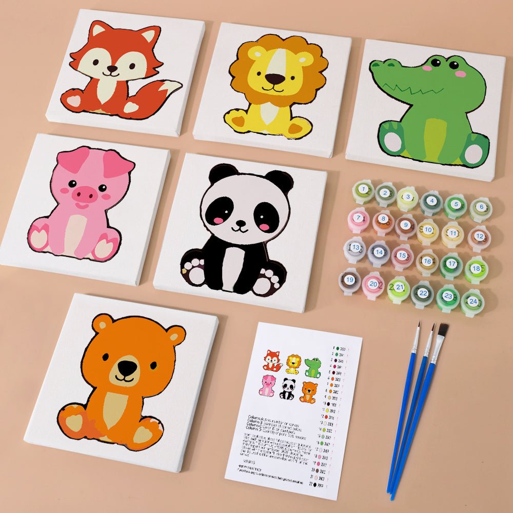 Tiny Jungle Friends - Mini Paint by Numbers Kit (6 Pieces) paint by numbers kit