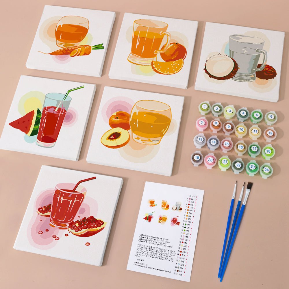 Morning Juice Ritual - Mini Paint by Numbers Kit (6 Pieces) paint by numbers kit