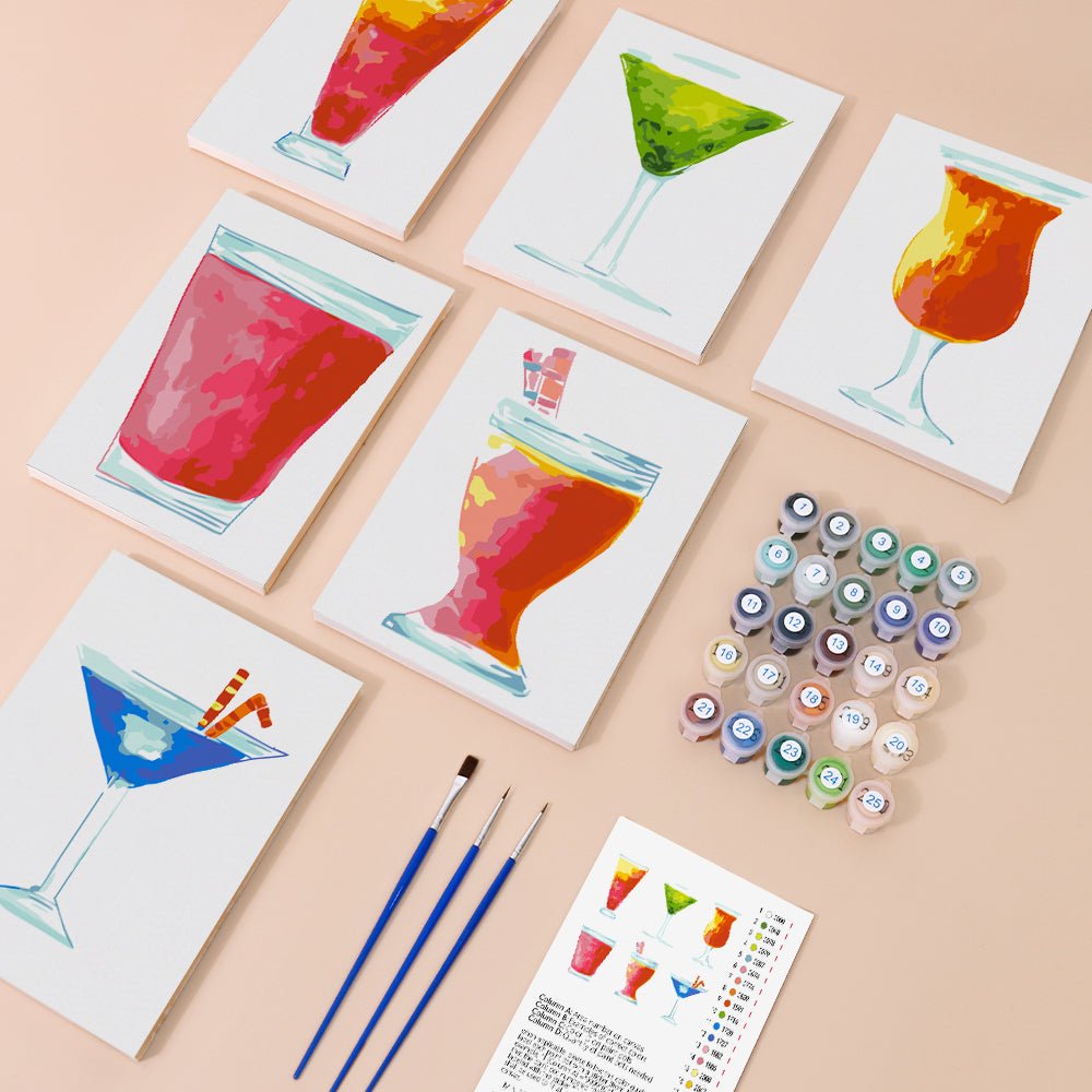 Modern Cocktail Shades - Mini Paint by Numbers Kit (6 Pieces) paint by numbers kit