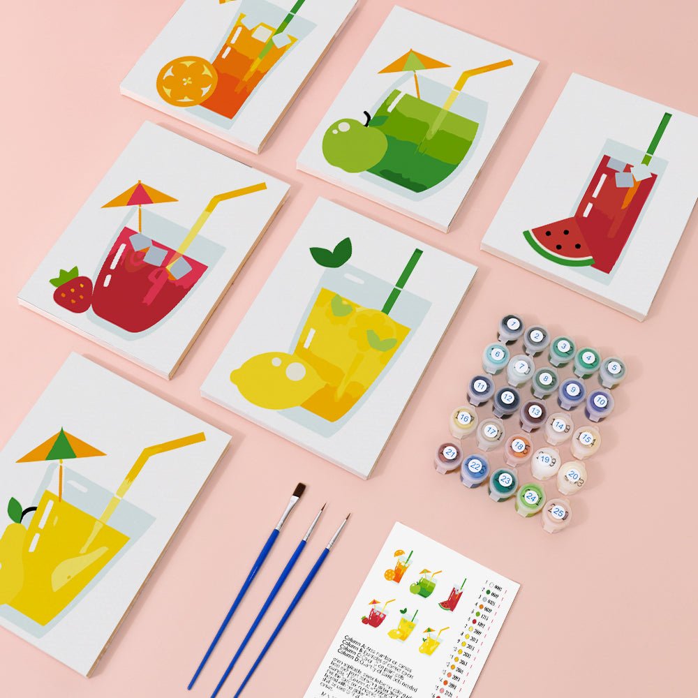 Fresh Juice Moments - Mini Paint by Numbers Kit (6 Pieces) paint by numbers kit