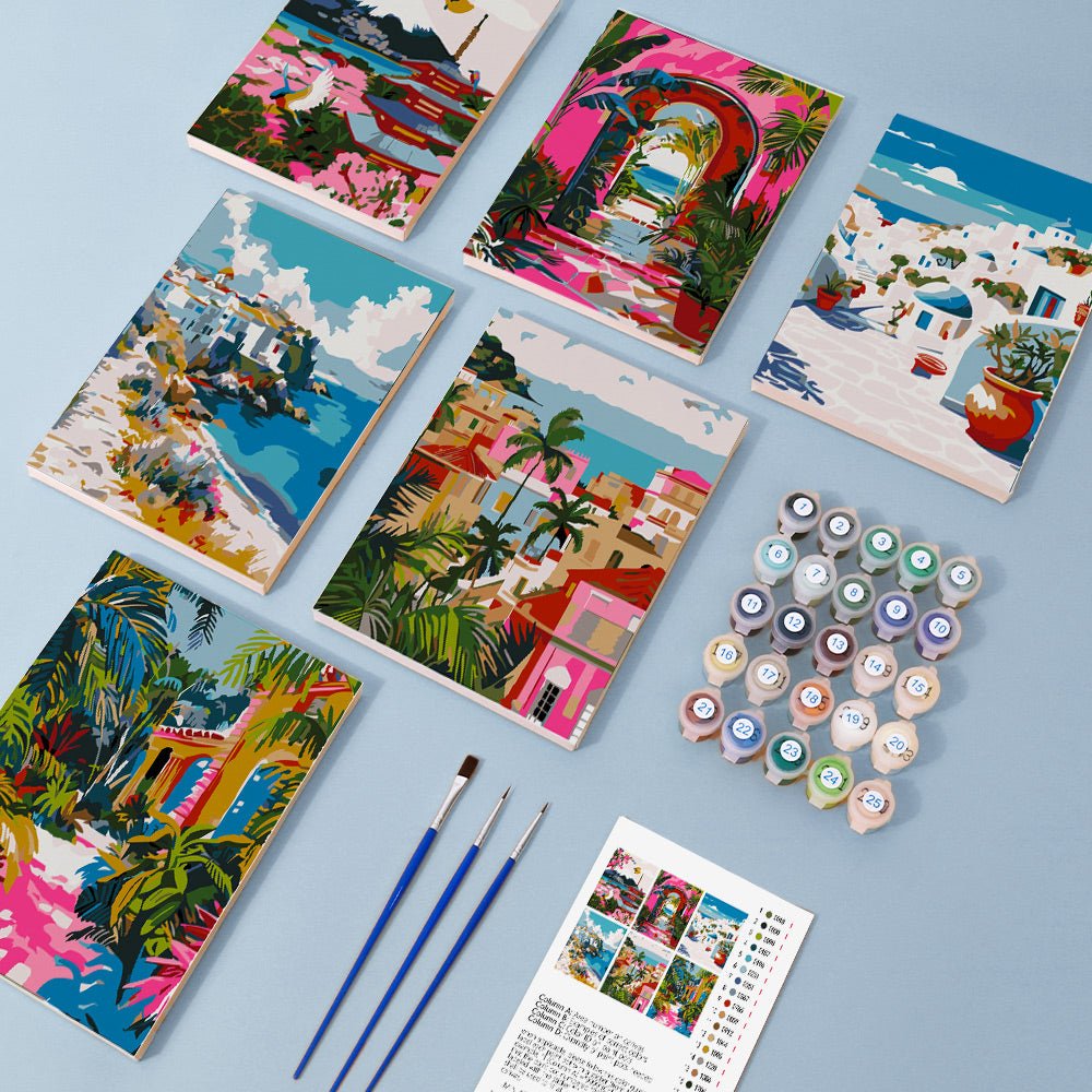Mediterranean Daydream - Mini Paint by Numbers Kit (6 Pieces) paint by numbers kit