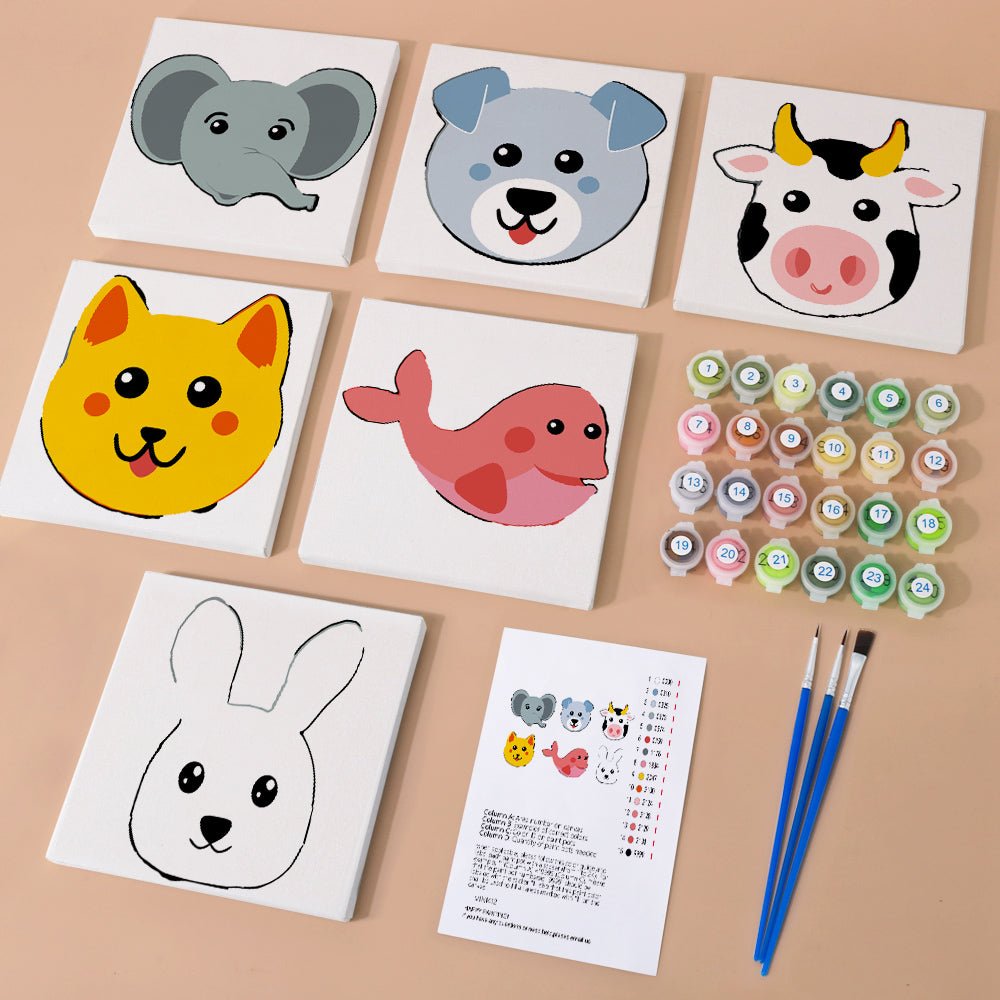 Smiley Animal Faces Mini Paint by Numbers Kit (6 Pieces) paint by numbers kit