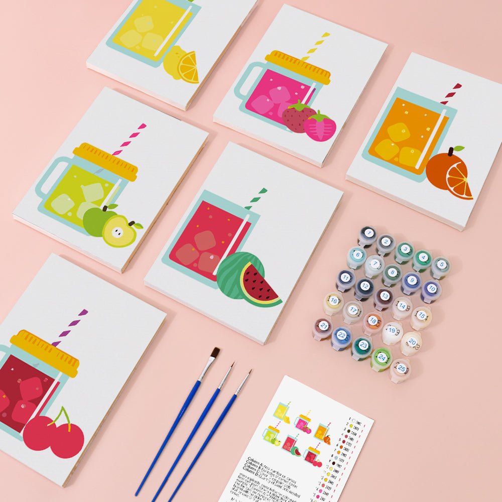 Sunny Sip Collection - Mini Paint by Numbers Kit (6 Pieces) paint by numbers kit