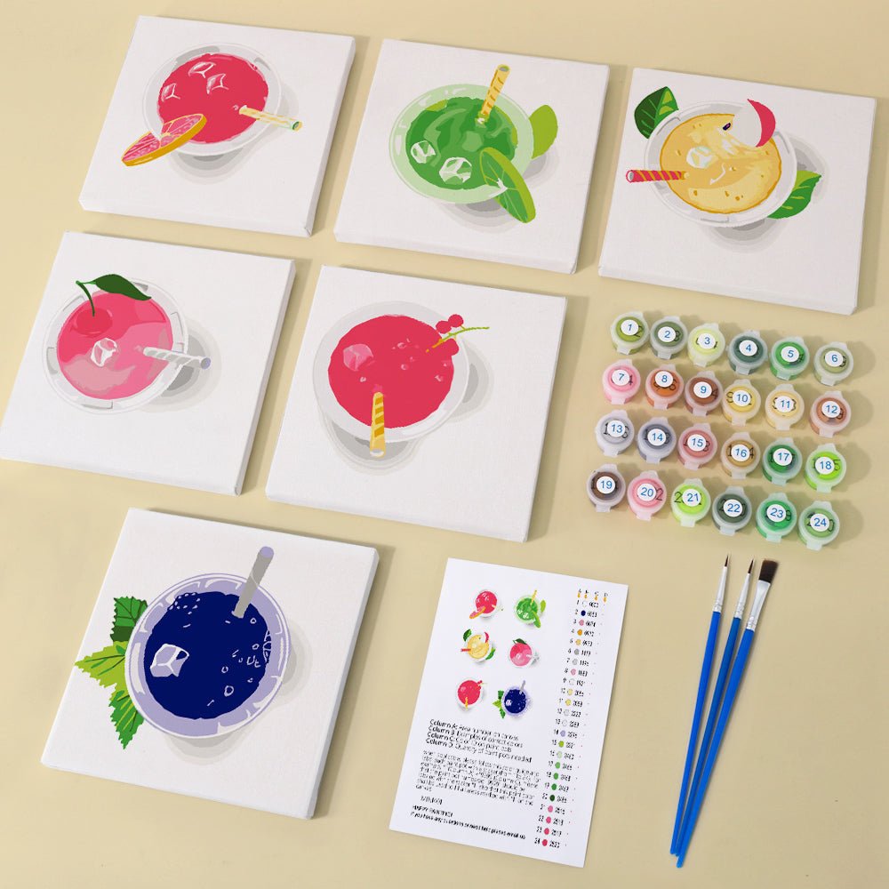 Berry Bliss Smoothie Bar - Mini Paint by Numbers Kit (6 Pieces) paint by numbers kit