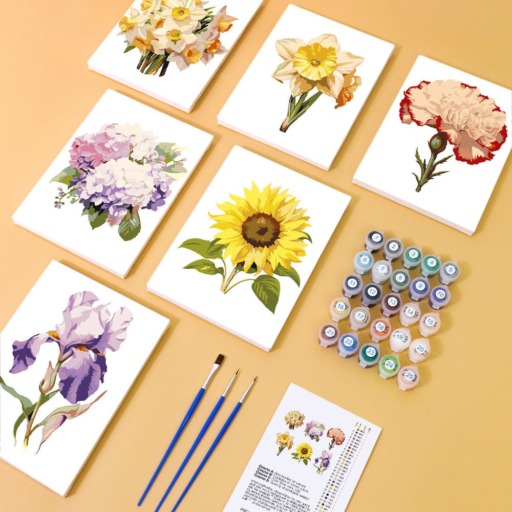 Fresh Meadow Florals - Mini Paint by Numbers Kit (6 Pieces)