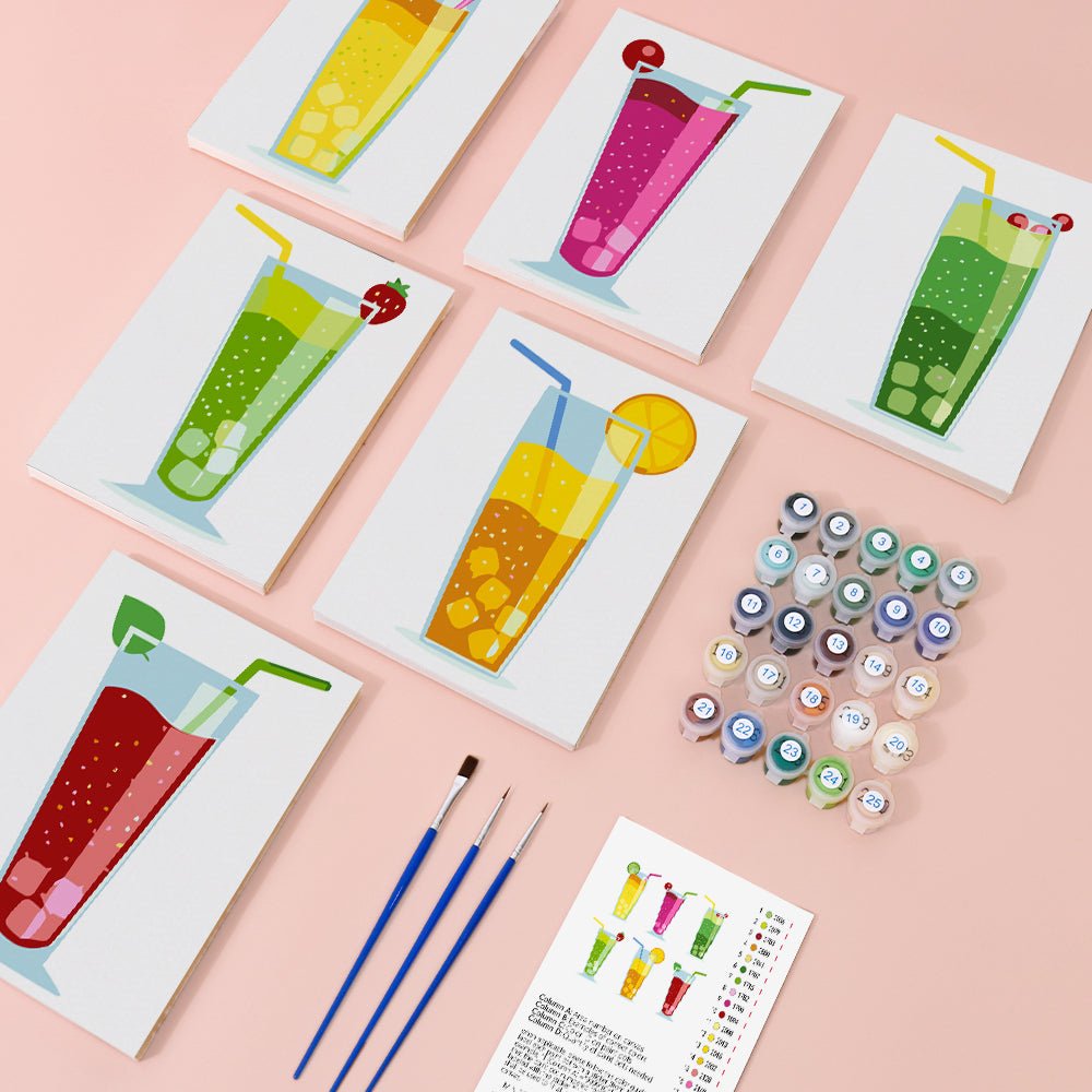 Colorful Juice Bar - Mini Paint by Numbers Kit (6 Pieces) paint by numbers kit
