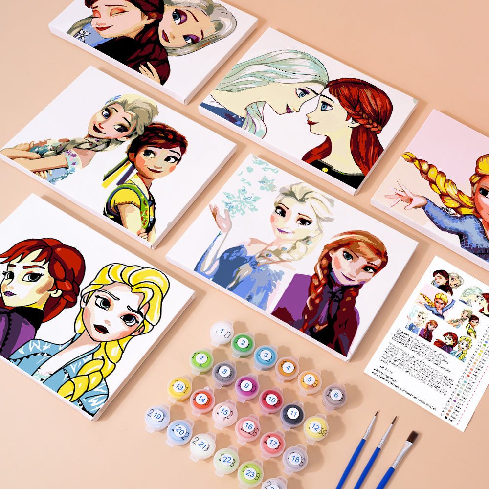 Snow Sisters Forever - Mini Paint by Numbers Kit (6 Pieces) paint by numbers kit