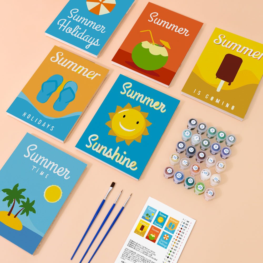 Sunshine Days Delight - Mini Paint by Numbers Kit (6 Pieces) paint by numbers kit