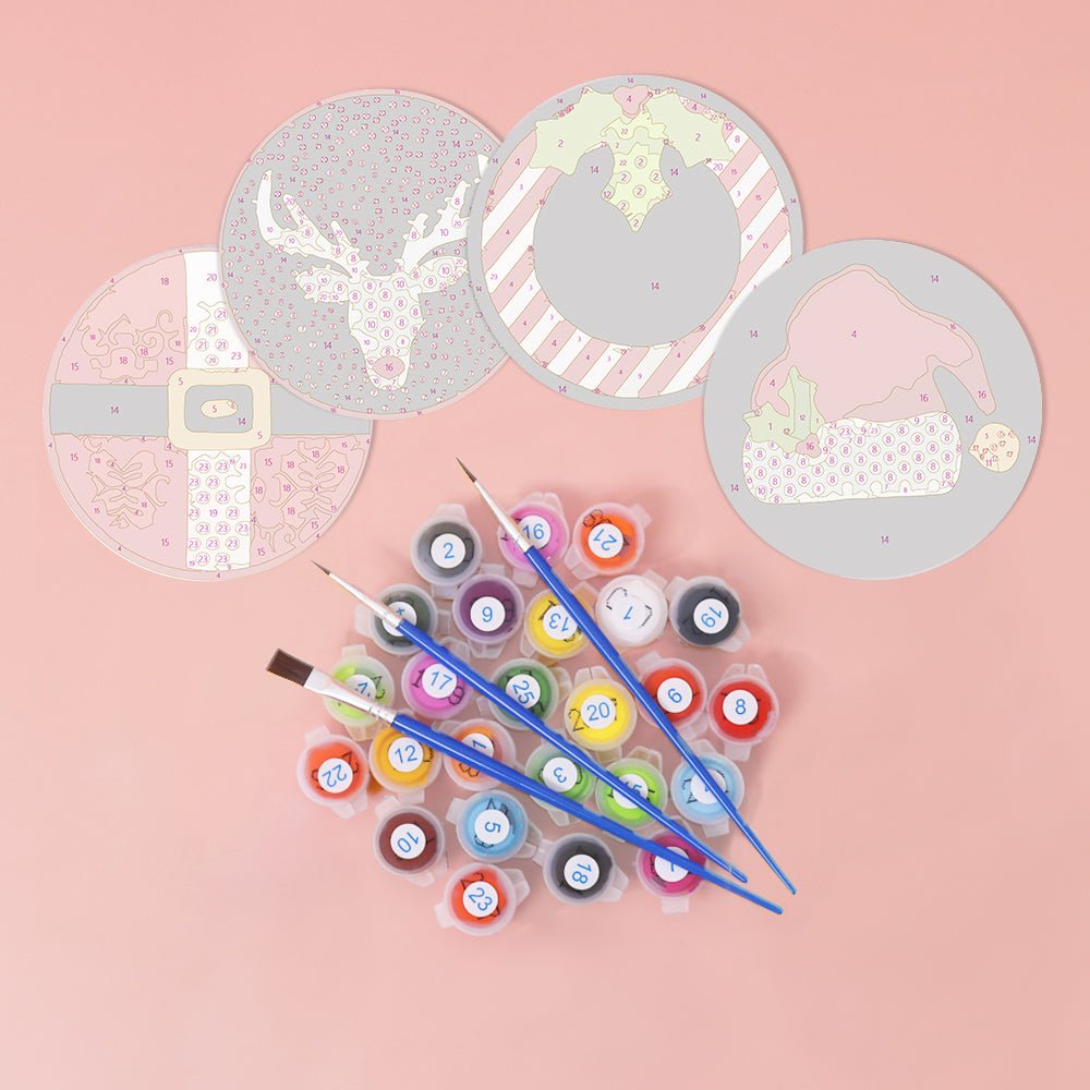 Classic Christmas Icons - Coasters Paint by Numbers Kit (4 Pieces) paint by numbers kit