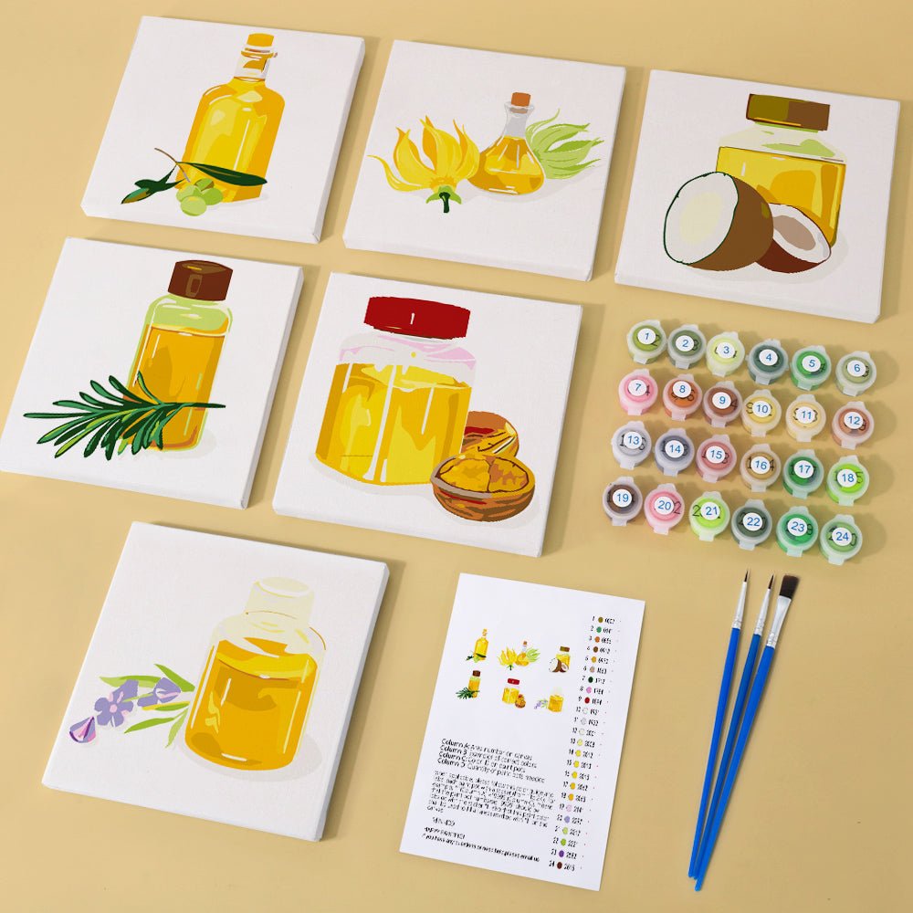Golden Glow Essentials - Mini Paint by Numbers Kit (6 Pieces) paint by numbers kit
