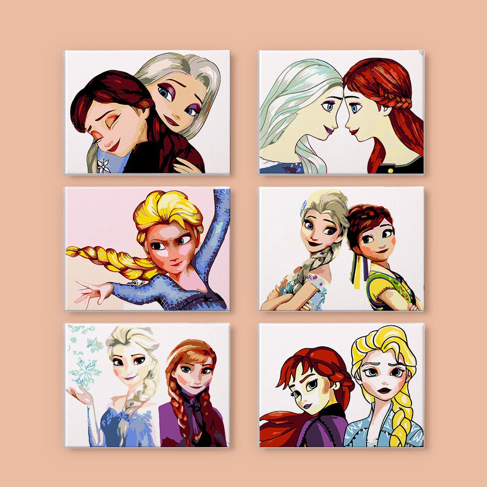 Snow Sisters Forever - Mini Paint by Numbers Kit (6 Pieces) paint by numbers kit