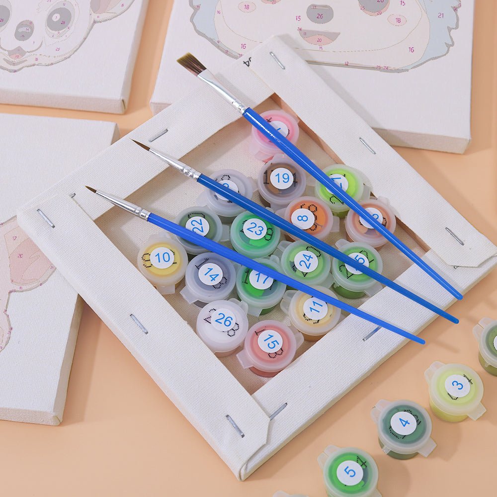 Happy Faces Animal Minis - Mini Paint by Numbers Kit (6 Pieces) paint by numbers kit