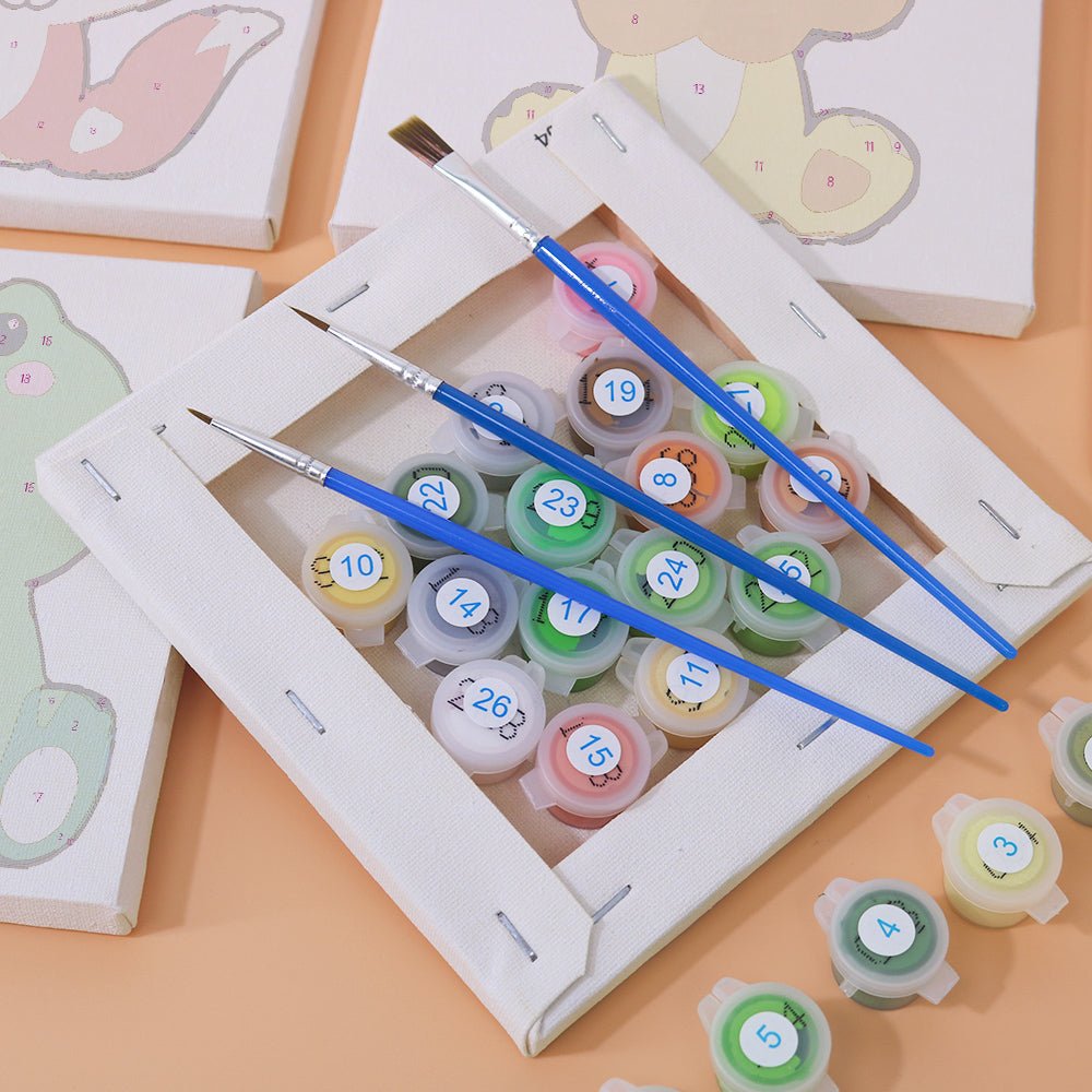 Tiny Jungle Friends - Mini Paint by Numbers Kit (6 Pieces) paint by numbers kit