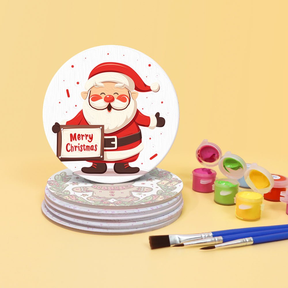 Christmas Holiday Joy - Coasters Paint by Numbers Kit (6 Pieces) paint by numbers kit