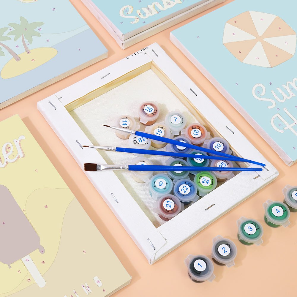 Sunshine Days Delight - Mini Paint by Numbers Kit (6 Pieces) paint by numbers kit