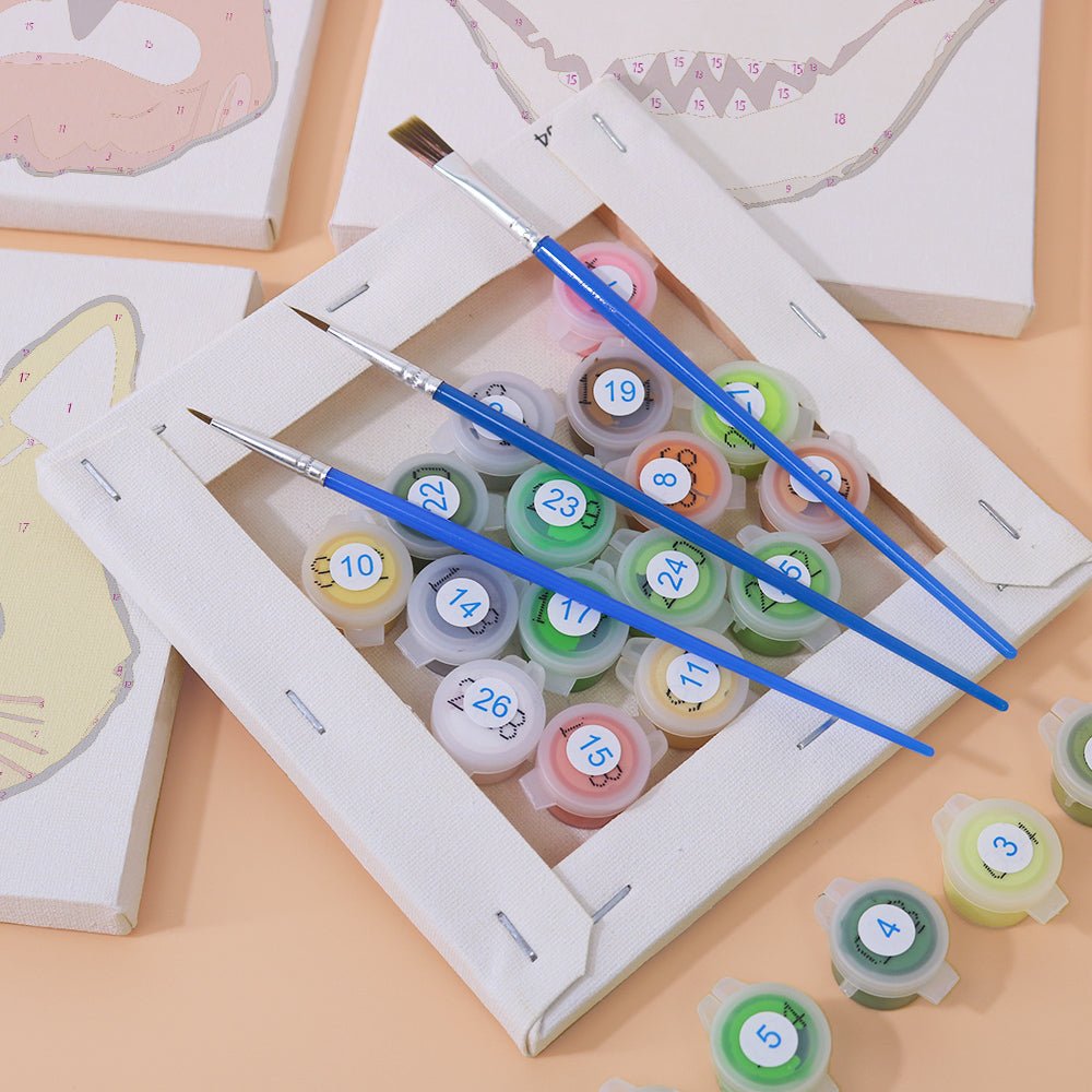 Sweet Animal Faces - Mini Paint by Numbers Kit (6 Pieces) paint by numbers kit