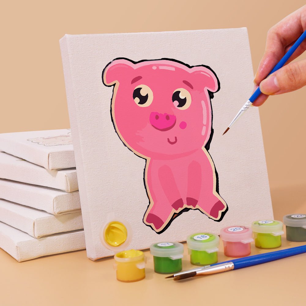 Happy Little Animal Friends - Mini Paint by Numbers Kit (6 Pieces) paint by numbers kit
