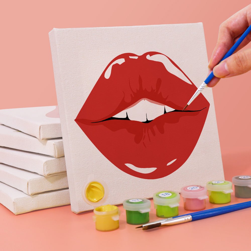 Bold Red Kiss - Mini Paint by Numbers Kit (6 Pieces) paint by numbers kit