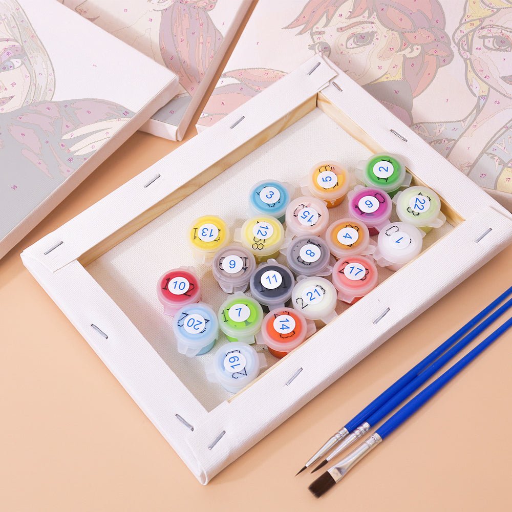 Snow Sisters Forever - Mini Paint by Numbers Kit (6 Pieces) paint by numbers kit