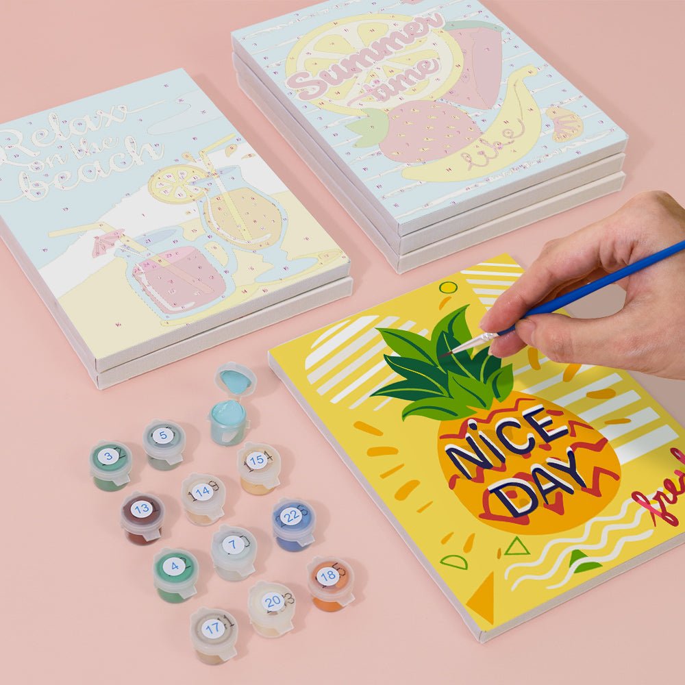 Good Vibes Summer Club - Mini Paint by Numbers Kit (6 Pieces) paint by numbers kit