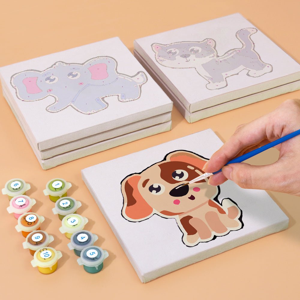 Happy Little Animal Friends - Mini Paint by Numbers Kit (6 Pieces) paint by numbers kit