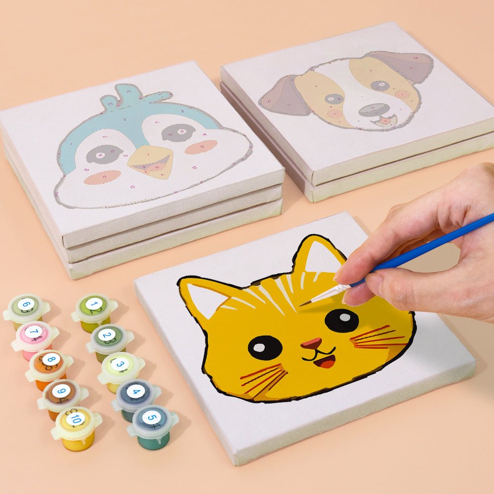 Sweet Animal Faces - Mini Paint by Numbers Kit (6 Pieces) paint by numbers kit