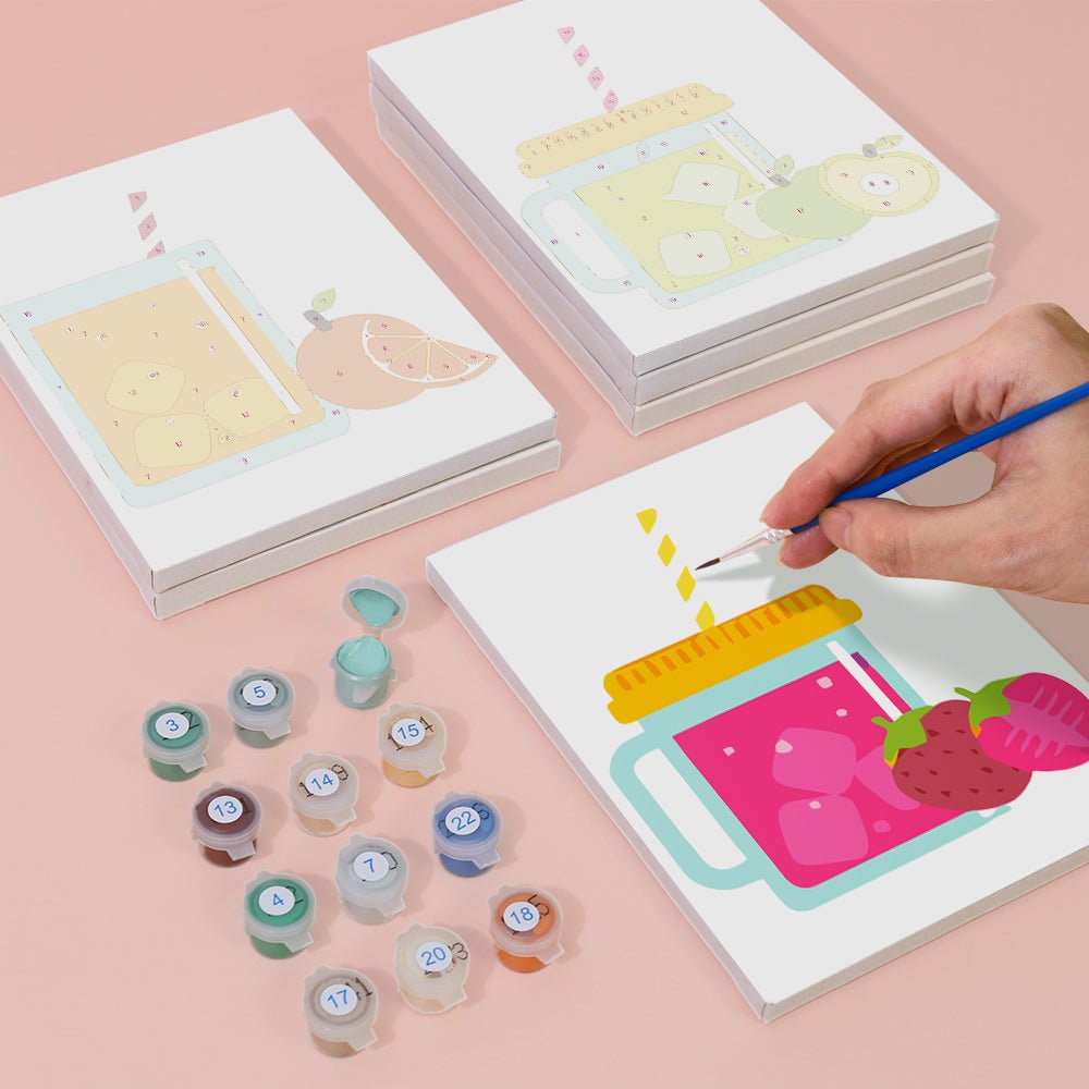 Sunny Sip Collection - Mini Paint by Numbers Kit (6 Pieces) paint by numbers kit