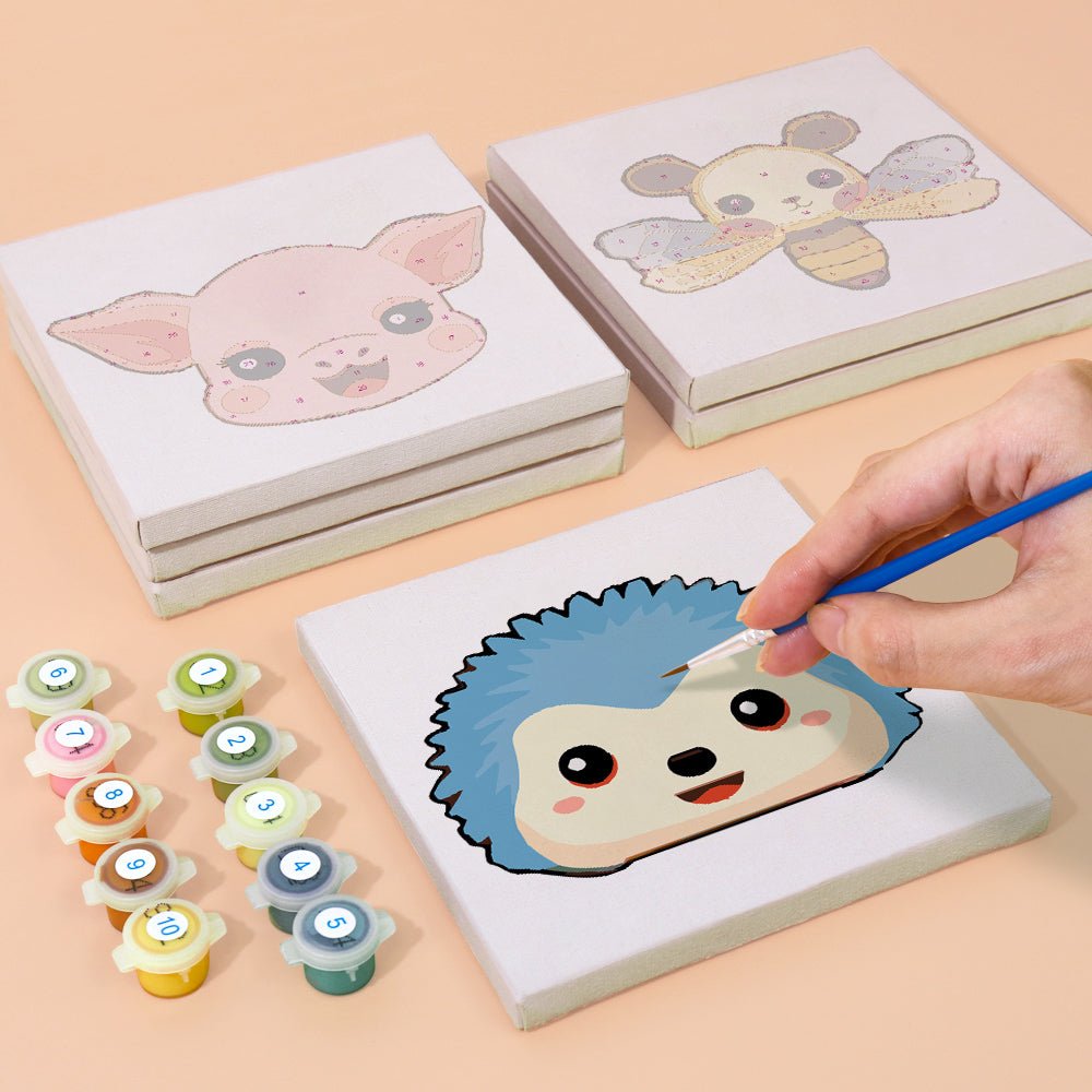 Happy Faces Animal Minis - Mini Paint by Numbers Kit (6 Pieces) paint by numbers kit
