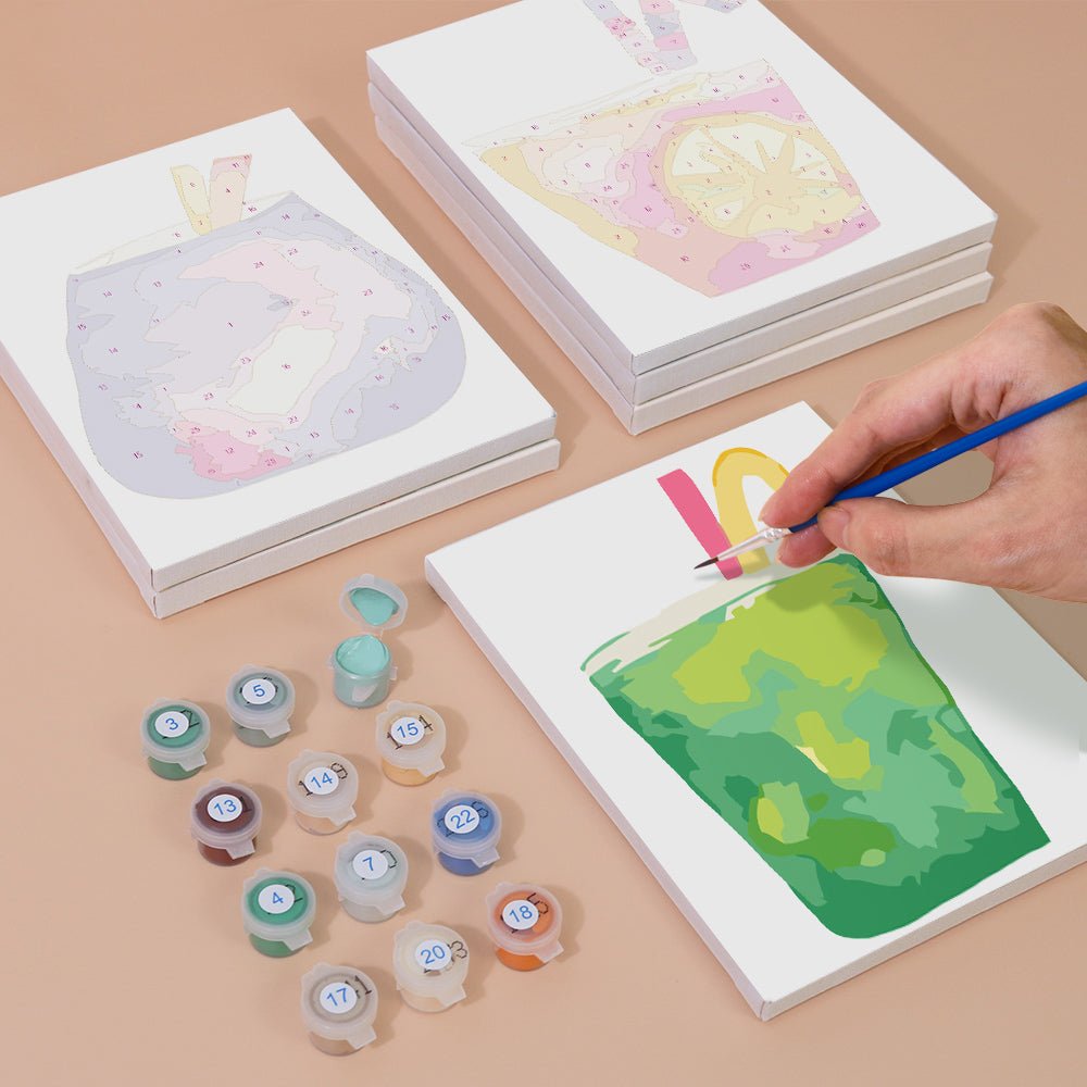 Pastel Drink Dreams - Mini Paint by Numbers Kit (6 Pieces) paint by numbers kit