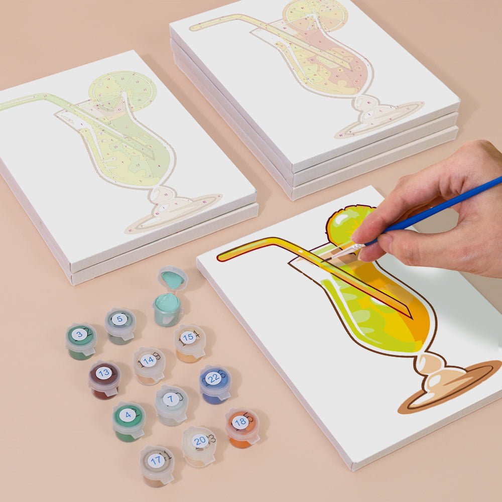 Tropical Cocktail Hour - Mini Paint by Numbers Kit (6 Pieces) paint by numbers kit
