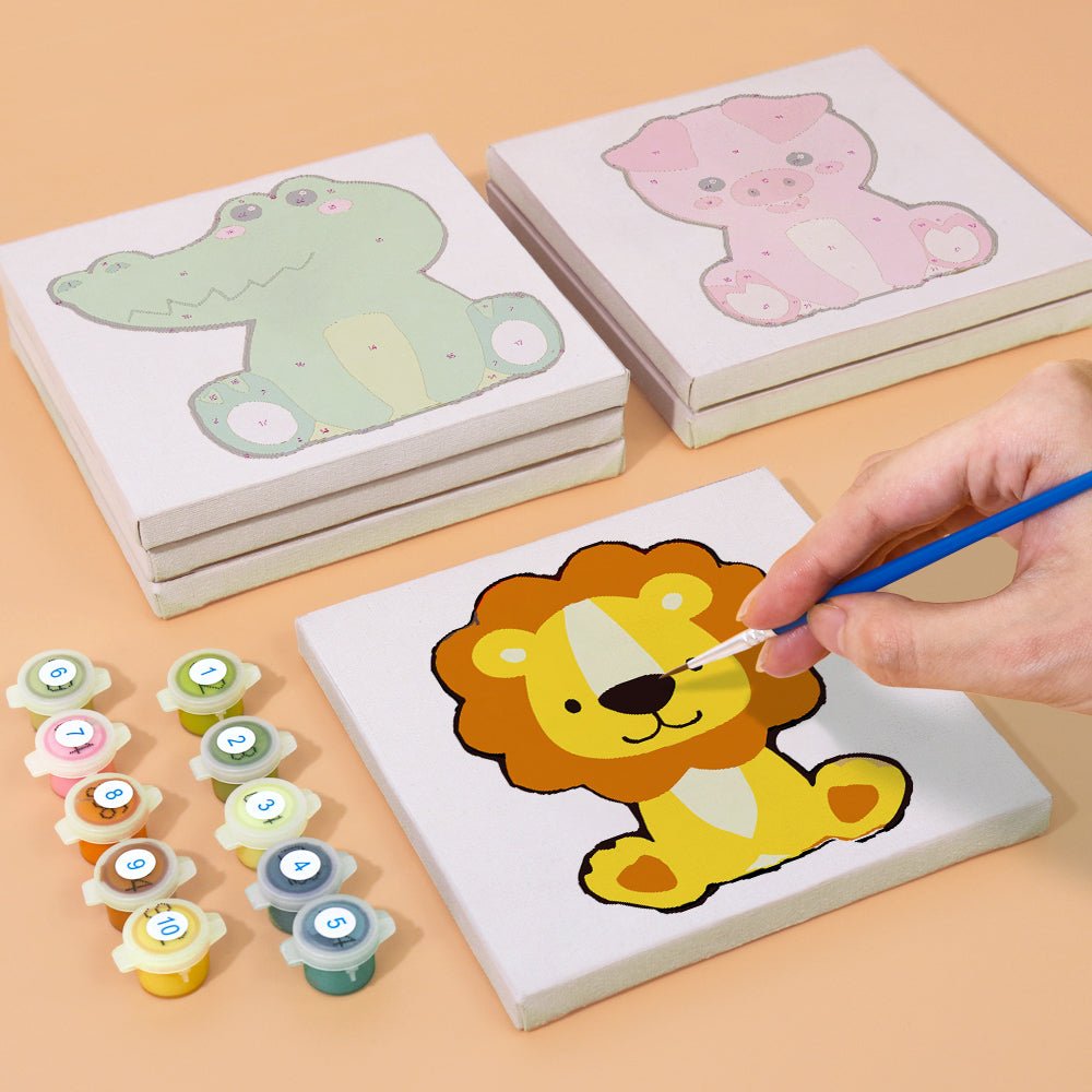 Tiny Jungle Friends - Mini Paint by Numbers Kit (6 Pieces) paint by numbers kit