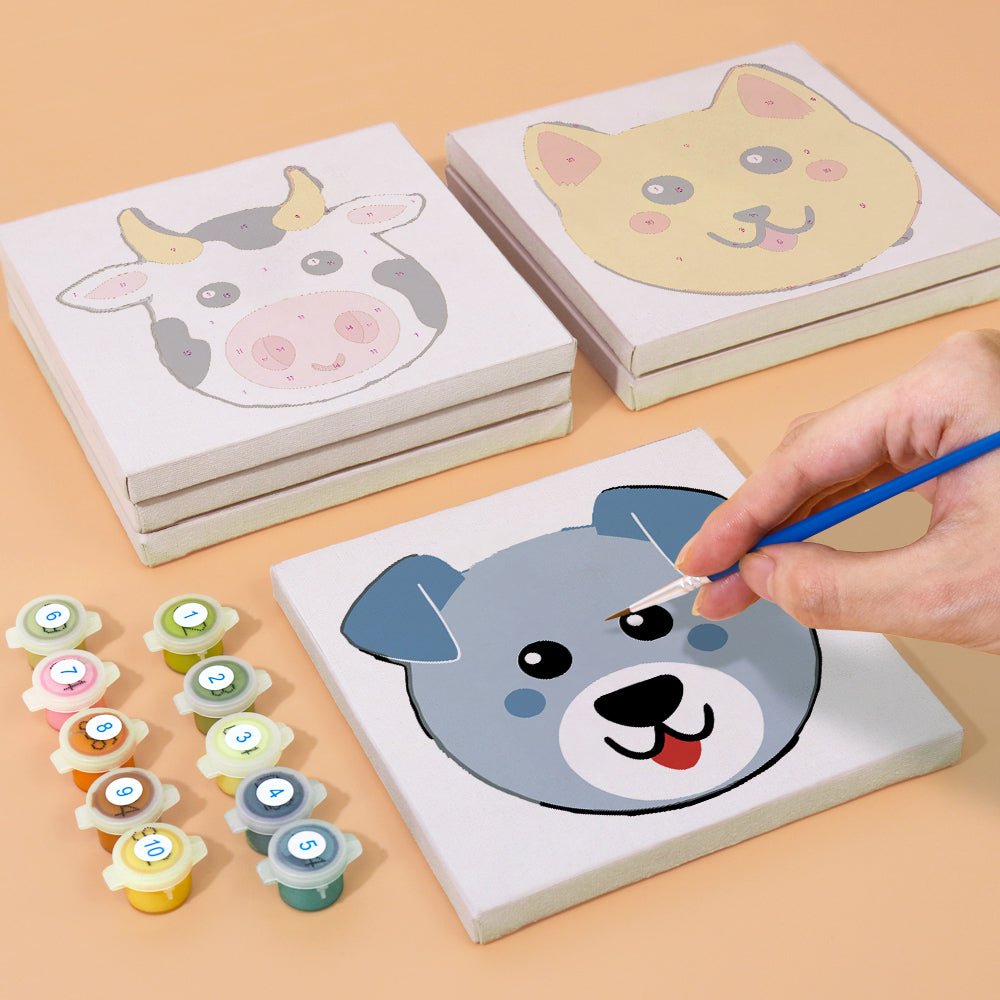 Smiley Animal Faces Mini Paint by Numbers Kit (6 Pieces) paint by numbers kit