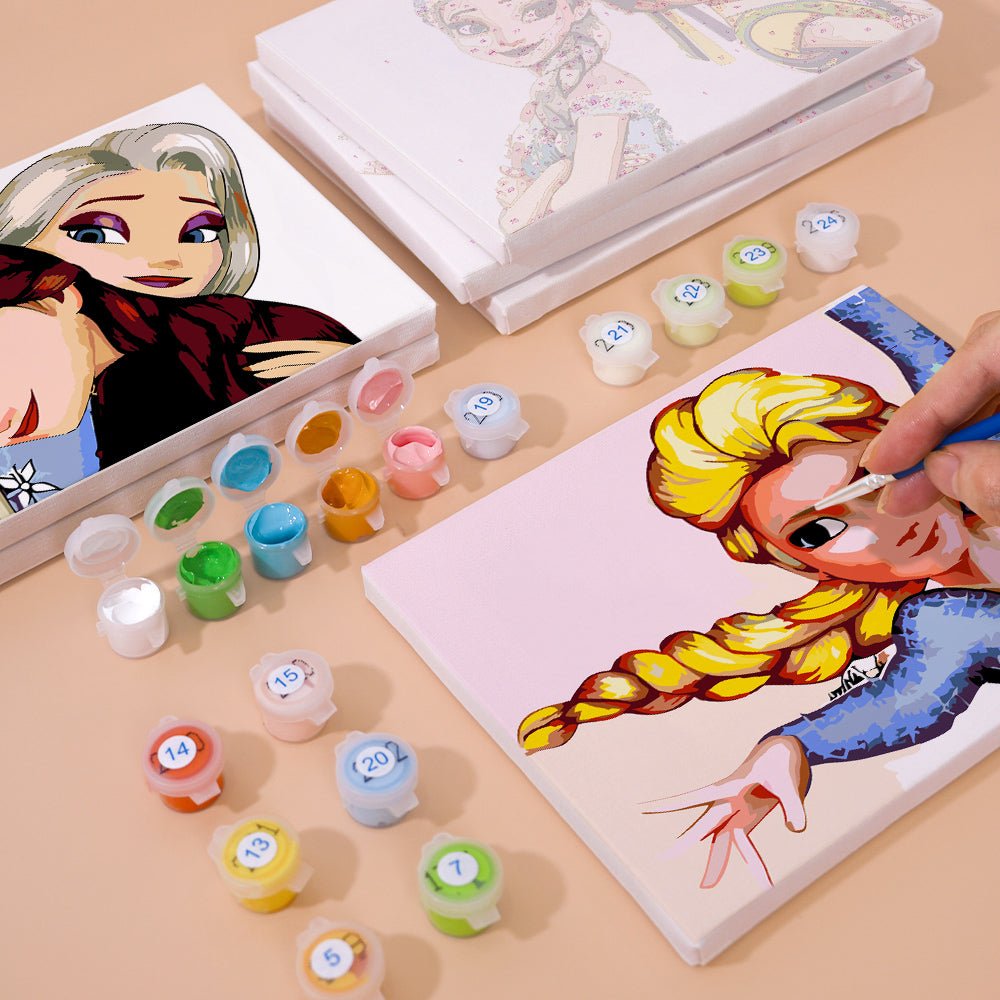 Snow Sisters Forever - Mini Paint by Numbers Kit (6 Pieces) paint by numbers kit