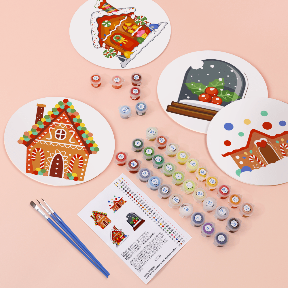 Gingerbread Wonderland (4 Pieces) paint by numbers kit