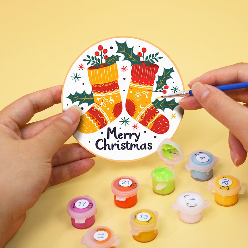 Christmas Holiday Joy - Coasters Paint by Numbers Kit (6 Pieces) paint by numbers kit