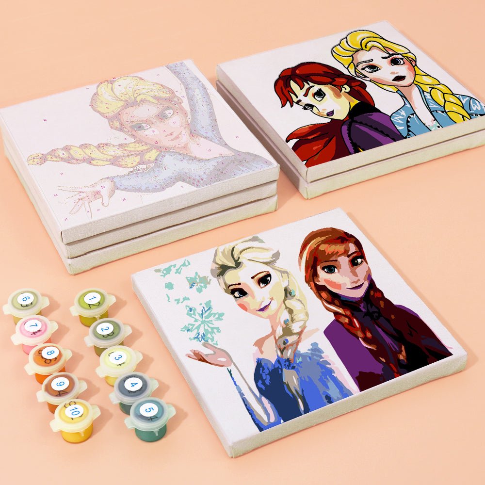 Snow Sisters Forever - Mini Paint by Numbers Kit (6 Pieces) paint by numbers kit