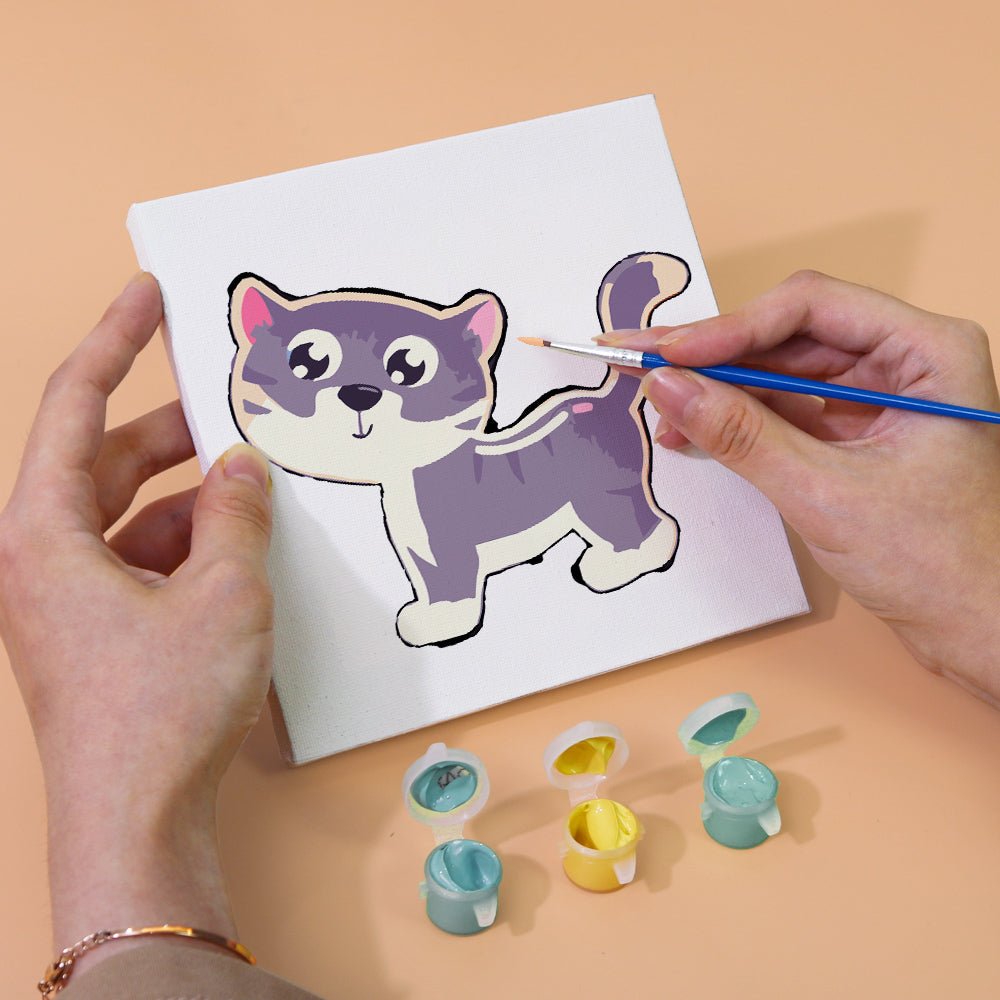 Happy Little Animal Friends - Mini Paint by Numbers Kit (6 Pieces) paint by numbers kit