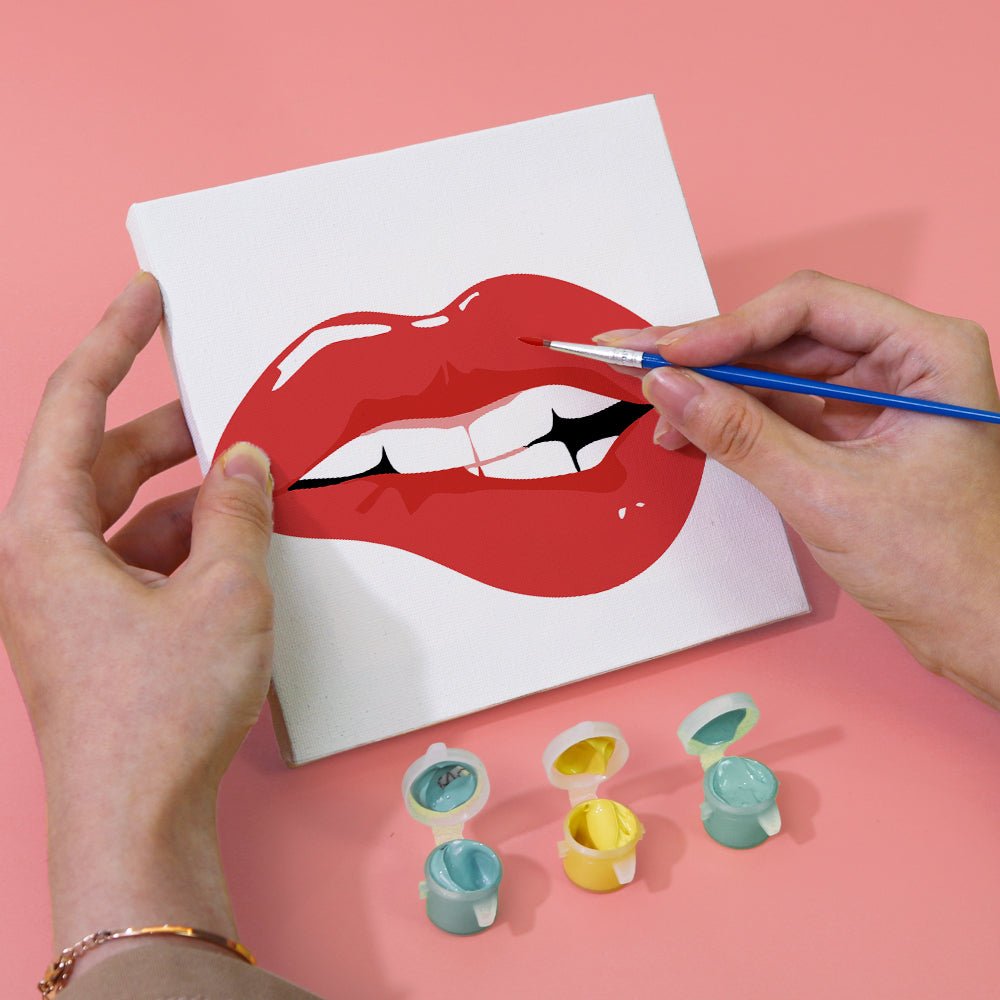 Bold Red Kiss - Mini Paint by Numbers Kit (6 Pieces) paint by numbers kit