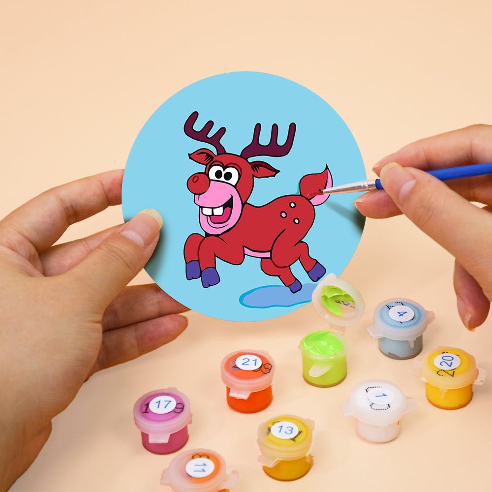 Merry Little Winter Friends - Coasters Paint by Numbers Kit (4 Pieces) paint by numbers kit
