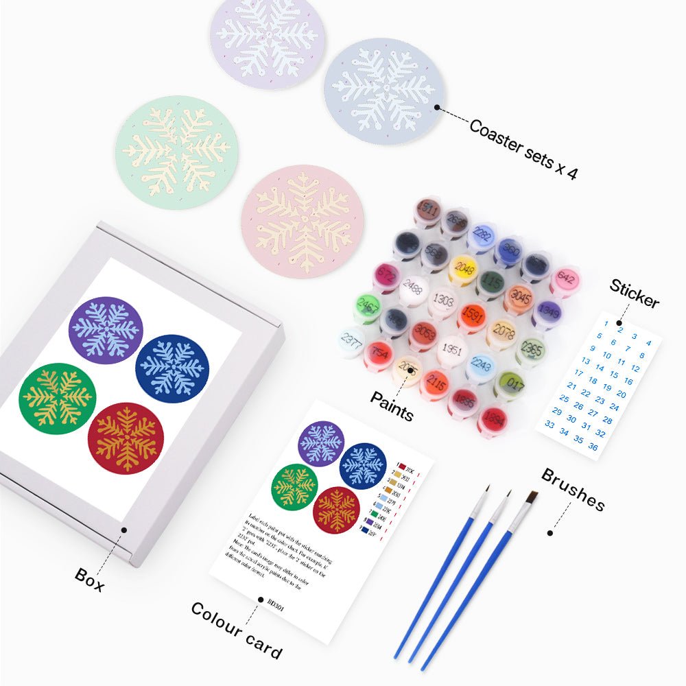 Winter Snowflake - Coasters Paint by Numbers Kit (4 Pieces) paint by numbers kit