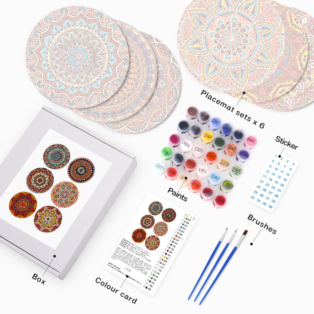 Radiant Mandala (6 Pieces) paint by numbers kit