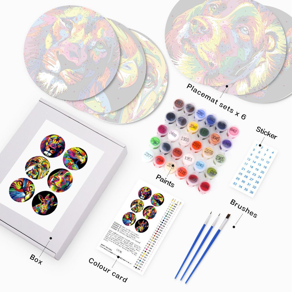 Neon Wildlife (6 Pieces) paint by numbers kit