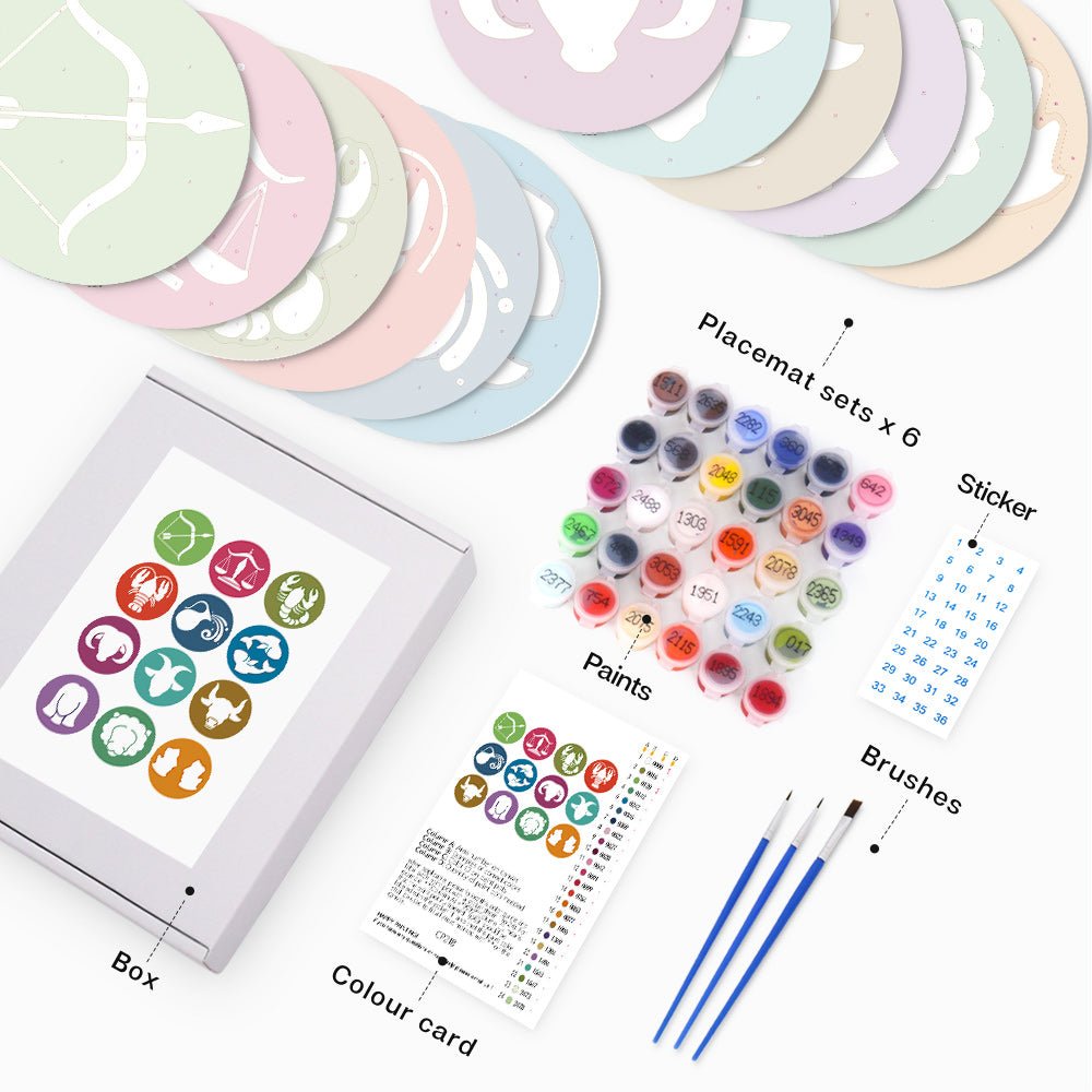 Zodiac Icons (12 Pieces) paint by numbers kit
