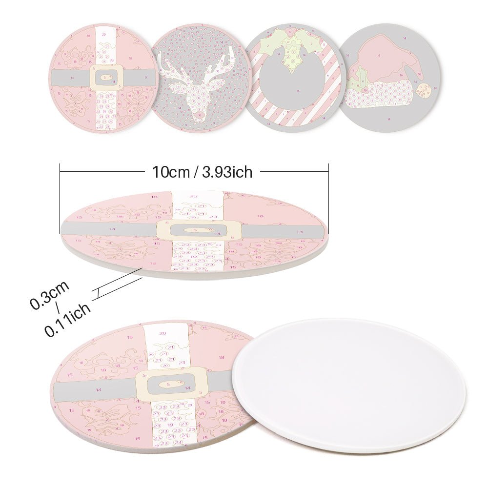 Classic Christmas Icons - Coasters Paint by Numbers Kit (4 Pieces) paint by numbers kit