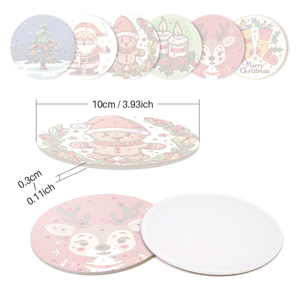 Christmas Holiday Joy - Coasters Paint by Numbers Kit (6 Pieces) paint by numbers kit